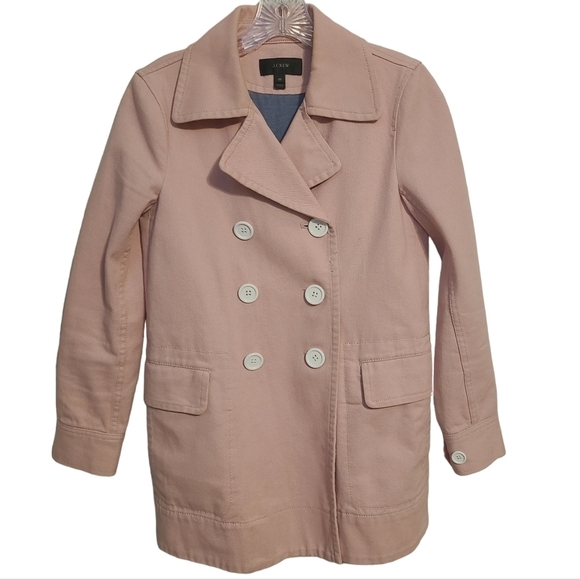 J. Crew | Women's Pink Double Breast Heavyweight Cotton Twill Jacket (Size 00) - Picture 1 of 16